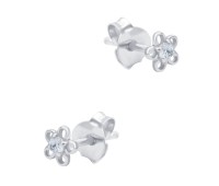 Beautiful Flower Crystal Silver Stud Earring STS-6429
